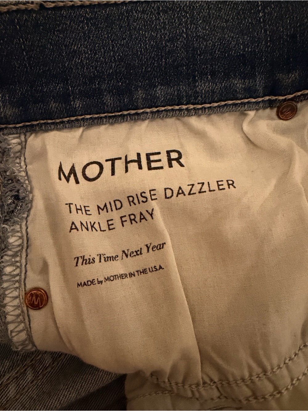 MOTHER Mid Rise Dazzler Ankle Fray Jeans - Dark Blue